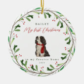 Sweet Dog's eerste Kerstmis met naam en jaar Keramisch Ornament (Voorkant)