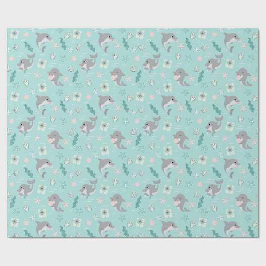 Sweet Dolphin Kerstmis Cadeaupapier (Vlak)