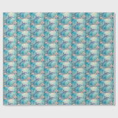 Sweet Dolphin Ocean Sea Birthday Soft Blue Cadeaupapier (Vlak)