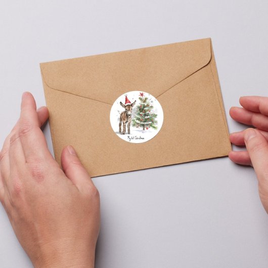 Sweet Donkey's First Christmas, op maat Vierkante Sticker