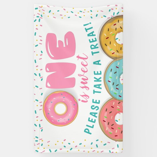 Sweet Donut 1st Birthday party: neem een Treat Ban Spandoek (Verticaal)