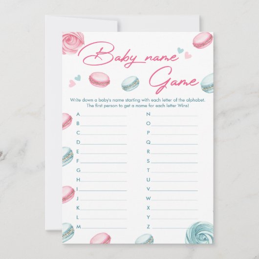 Sweet Donut Baby shower Baby Naam Game Kaart (Voorkant)