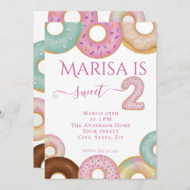 Sweet Donut Birthday | Kleurrijke Kinder partij - Kaart