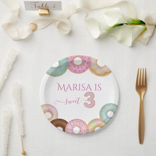 Sweet Donut Birthday | Kleurrijke Kinder partij - Papieren Bordje (Huwelijk)