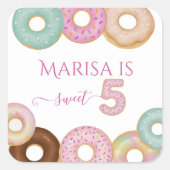 Sweet Donut Birthday | Kleurrijke Kinder partij - Vierkante Sticker (Voorkant)
