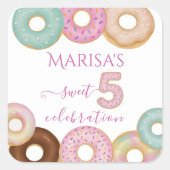 Sweet Donut Birthday | Kleurrijke Kinder partij - Vierkante Sticker (Voorkant)