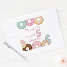 Sweet Donut Birthday | Kleurrijke Kinder partij - Vierkante Sticker