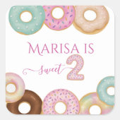 Sweet Donut Birthday | Kleurrijke Kinder partij - Vierkante Sticker (Voorkant)