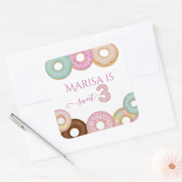 Sweet Donut Birthday | Kleurrijke Kinder partij - Vierkante Sticker
