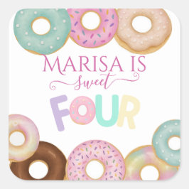 Sweet Donut Birthday | Kleurrijke Kinder partij - Vierkante Sticker