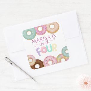 Sweet Donut Birthday Kleurrijke Kinder partij - Vierkante Sticker