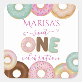 Sweet Donut Birthday | Kleurrijke Kinder partij - Vierkante Sticker