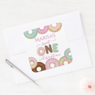 Sweet Donut Birthday Kleurrijke Kinder partij - Vierkante Sticker