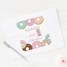 Sweet Donut Birthday | Kleurrijke Kinder partij - Vierkante Sticker