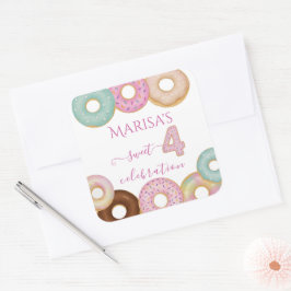 Sweet Donut Birthday | Kleurrijke Kinder partij - Vierkante Sticker