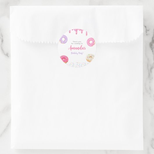 Sweet Donut Birthday Ronde Sticker (Tas)