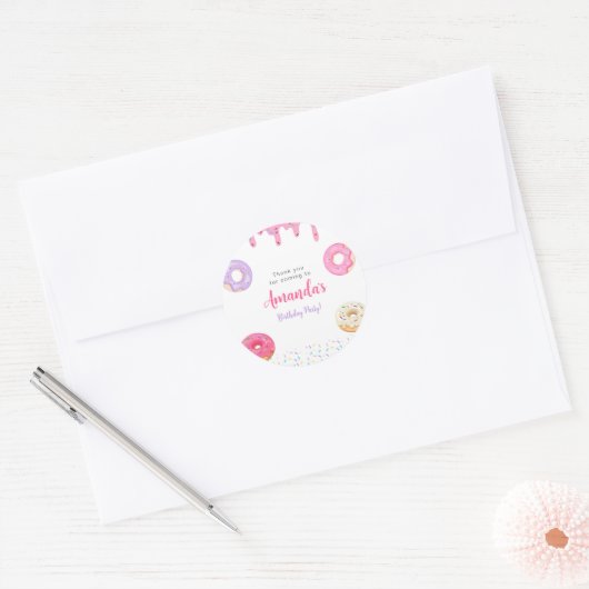 Sweet Donut Birthday Ronde Sticker (Envelop)
