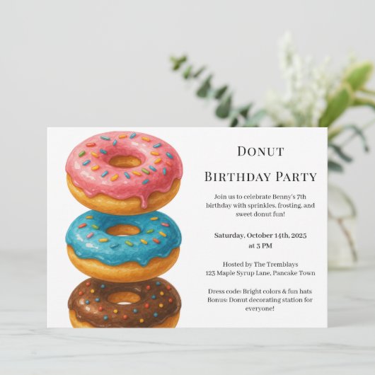 Sweet Donut Brunch | verjaardagsfeest Kaart (Staand voorkant)