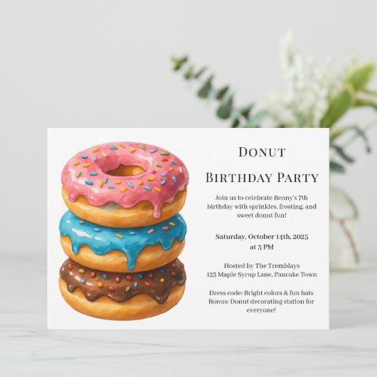Sweet Donut Brunch | verjaardagsfeest Kaart (Staand voorkant)