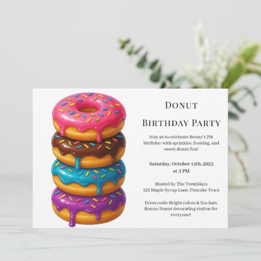 Sweet Donut Brunch | verjaardagsfeest Kaart (Staand voorkant)