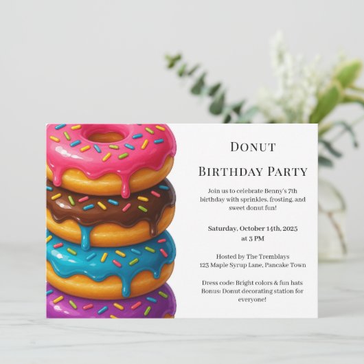 Sweet Donut Brunch | verjaardagsfeest Kaart (Staand voorkant)