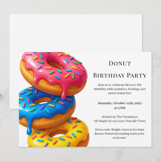 Sweet Donut Brunch | verjaardagsfeest Kaart (Voorkant / Achterkant)