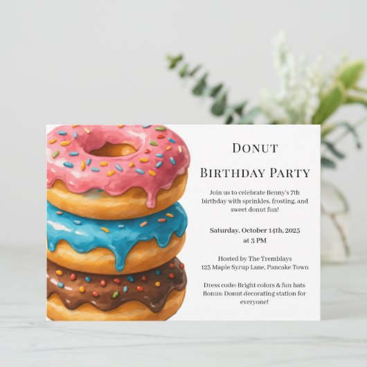 Sweet Donut Brunch | verjaardagsfeest Kaart (Staand voorkant)