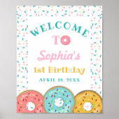 Sweet Donut Party Doughnut Birthday Welcome Sign Poster (Voorkant)