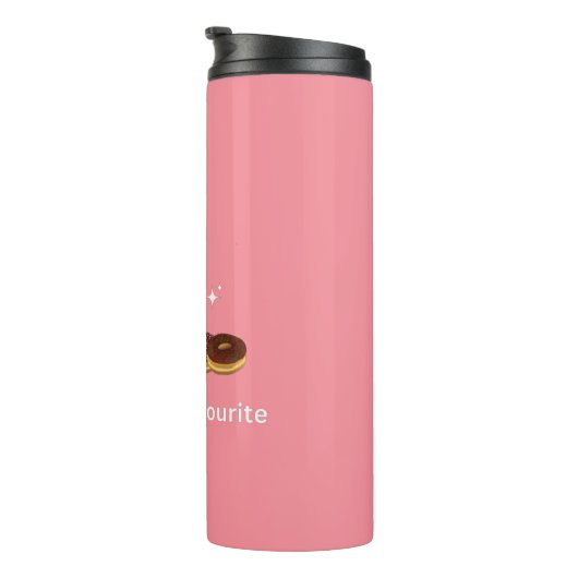 Sweet Donut Vibes – Roze & Chocolade Reismok Thermosbeker (Geroteerd rechts)