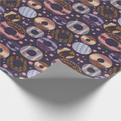 Sweet Donuts Baby shower: Klein meisje, Paarse Cadeaupapier (Hoek)