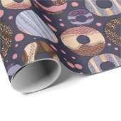 Sweet Donuts Baby shower: Klein meisje, Paarse Cadeaupapier (Rol Hoek)