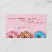 Sweet Donuts Business | Roze Schattigee Crème Visitekaartje (Voorkant)