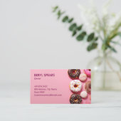 Sweet Donuts Business | Roze Schattigee donuts Visitekaartje (Staand voorkant)