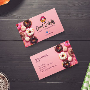 Sweet Donuts Business Roze Schattigee donuts Visitekaartje