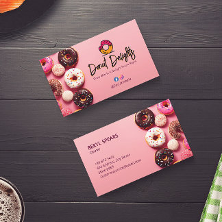 Sweet Donuts Business | Roze Schattigee donuts Visitekaartje