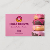 Sweet Donuts Business | Roze Schattigee streepjesc Visitekaartje (Achterkant)