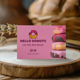 Sweet Donuts Business | Roze Schattigee streepjesc Visitekaartje