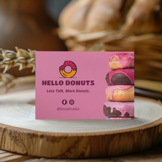 Sweet Donuts Business | Roze Schattigee streepjesc Visitekaartje