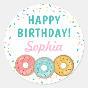 Sweet Donuts Happy Birthday Ronde Sticker