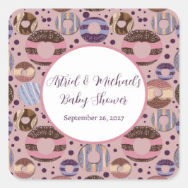 Sweet Donuts Meisje Baby shower Vierkante Sticker