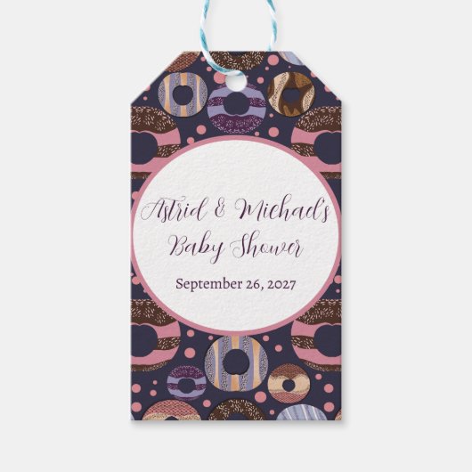 Sweet Donuts Paarse Meisje Baby shower Cadeaulabel (Voorkant)