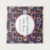 Sweet Donuts Paarse Meisje Baby shower Wandkleed (Voorkant (horizontaal))