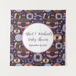 Sweet Donuts Paarse Meisje Baby shower Wandkleed