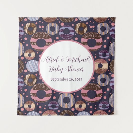 Sweet Donuts Paarse Meisje Baby shower Wandkleed (Voorkant)