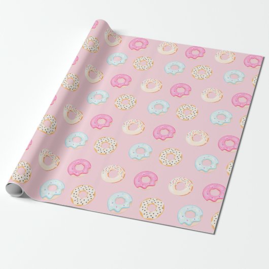 Sweet Donuts Roze Cadeaupapier (Uitgerold)