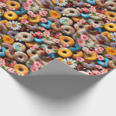 Sweet Donuts Seamless Pattern Design Cadeaupapier (Hoek)