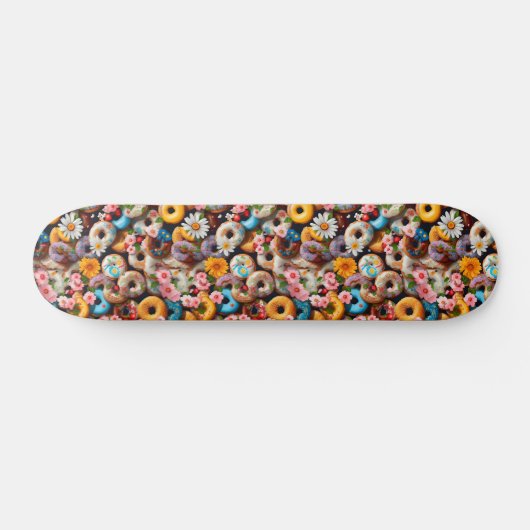 Sweet Donuts Seamless Pattern Design Persoonlijk Skateboard (Horizontaal)