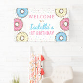Sweet Donuts Sprinkles Verjaardag Welkom Achtergro Spandoek (Insitu)