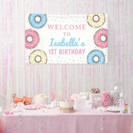 Sweet Donuts Sprinkles Verjaardag Welkom Achtergro Spandoek