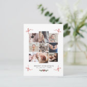 Sweet Doodle Bows Chic Photo Collage Kerstmis Feestdagenkaart (Staand voorkant)